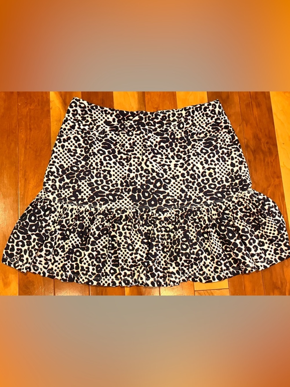 TAIL Medium Active Leopard Print Ruffled Skort Golf Pickleball Tennis Navy
